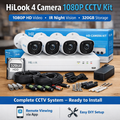 Hilook 1080P 4 Channel DVR & 4 Bullet Cameras DIY CCTV KIT (320GB HDD + Mobile viewing) + Installation